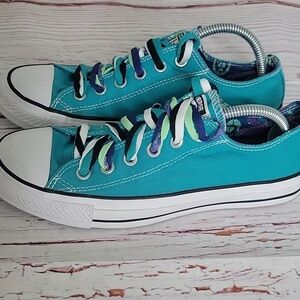 CONVERSE Teal Canvas Sneakers With Multi Laces Women's Size 8